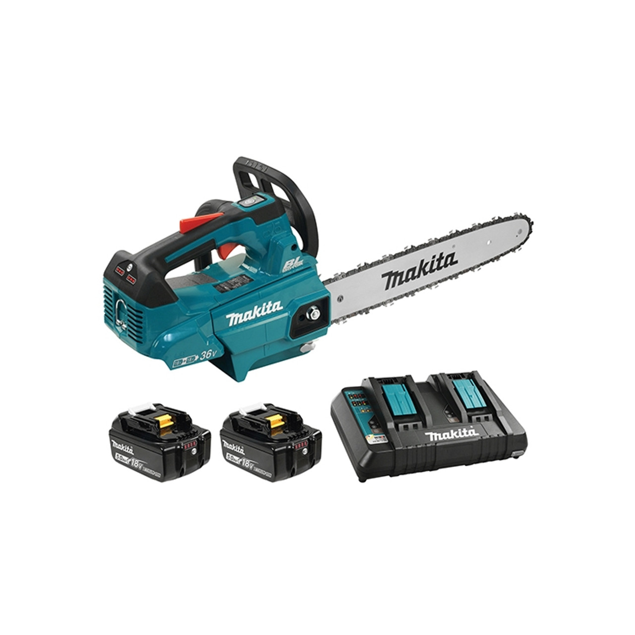 Makita DUC356PT2 14 In. 18Vx2 LXT Cordless Top Handle Chainsaw Kit