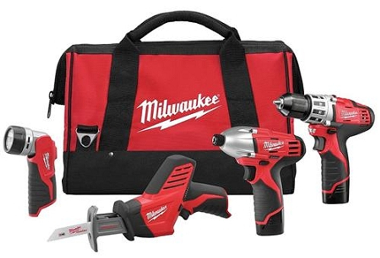 Milwaukee 2498-24 M12 Cordless LITHIUM-ION 4-Tool Combo Kit