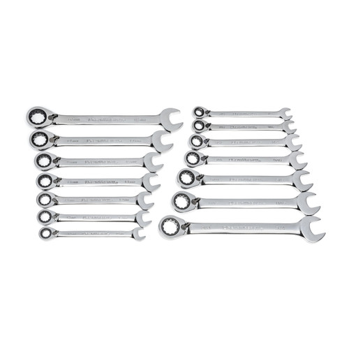 GearWrench 85142 14 Pc. 72-Tooth 12 Point Reversible Ratcheting Combination SAE/Metric Wrench Set