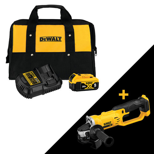 Dewalt DCB205CK 20V 5Ah Starter Kit W/ BONUS 4-1/2 In. Angle Grinder
