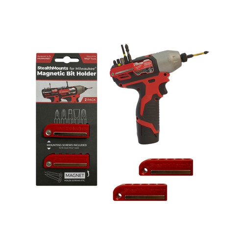 StealthMounts BH MW18 RED 2 Bit Holder For Milwaukee M18 2 Pack Red