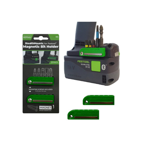 StealthMounts BH-FT-GRN-2 Bit Holder for Festool (2 Pack) Green