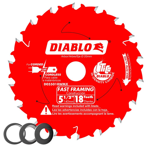 Diablo D055018WMX 5-1/2 In. X 18 Tooth Fast Framing Saw Blade