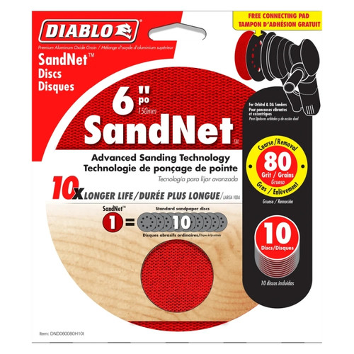 Diablo DND060080H10I 6 In. 80 Grit (Coarse) SandNET Discs With Connection Pad (10-Pack)