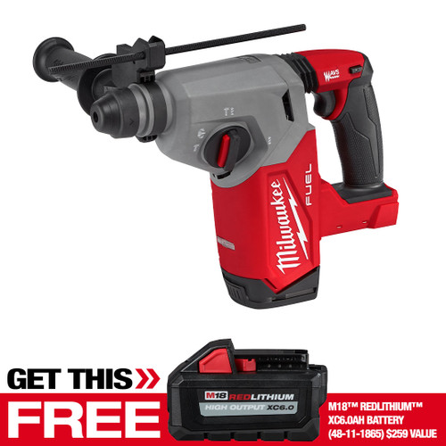 Milwaukee 2912-20 M18 FUEL 18 Volt Lithium-Ion Brushless Cordless 1 In. SDS Plus Rotary Hammer W/ BONUS 6Ah XC Battery