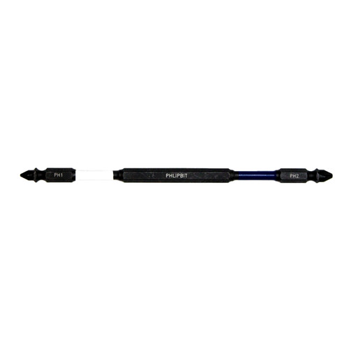PHLiPBiT 16215-PH1PH2x6 PH1+PH2 6 in. Double Ended Impact Bit White/Blue