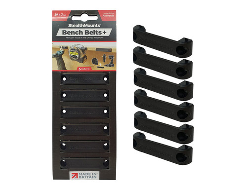 StealthMounts BB-PL-BLK-6 Bench Belts PLUS- Universal Tool Holster (6 Pack) Black