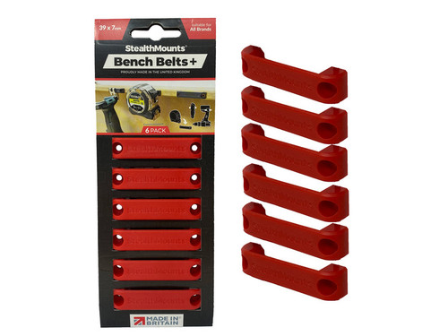 StealthMounts BB-PL-RED-6 Bench Belts PLUS- Universal Tool Holster (6 Pack) Red