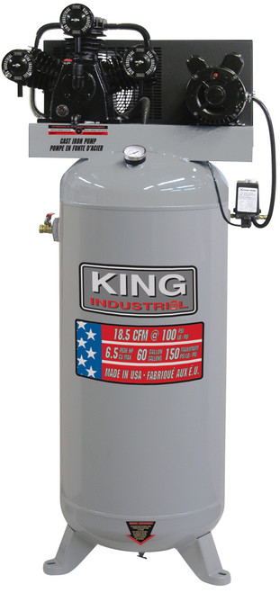 King Industrial KC-5160V2 Air Compressor, High Output, Stationary,150 PSI, 6.5 HP (peak)