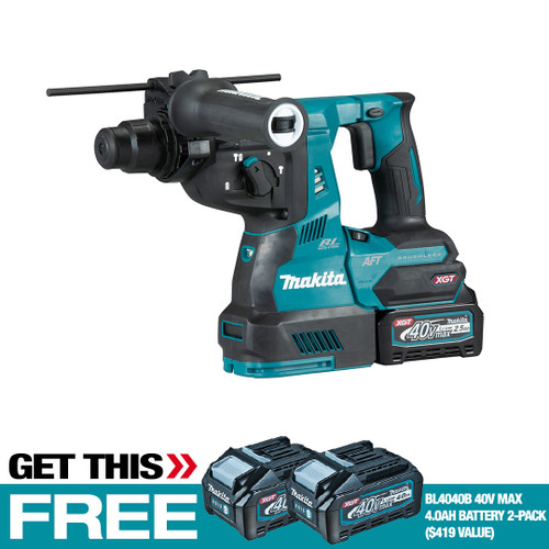 Makita HR001GM101 40V Max XGT Li-Ion  1-1/8 In. Rotary Hammer Kit w/BONUS BL4040 4Ah Battery 2-Pack