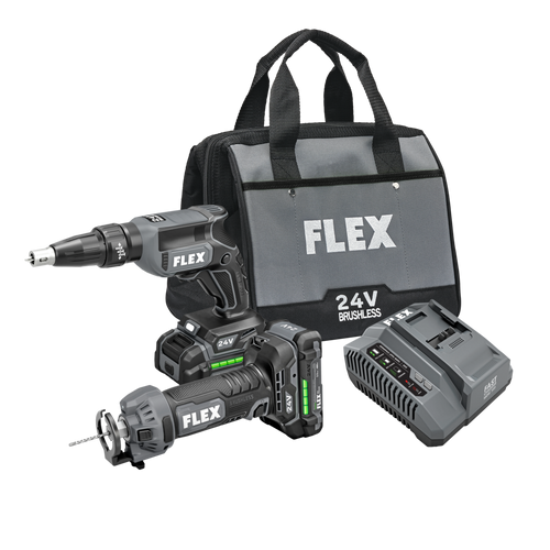 Flex FXM203-2AA 2 Tool Combo Kit Drywall Screw Gun And Cut Out Tool