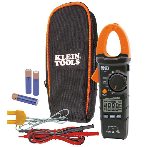 Klein CL210 Clamp Meter, Digital AC Auto-Ranging Tester with Thermocouple Probe