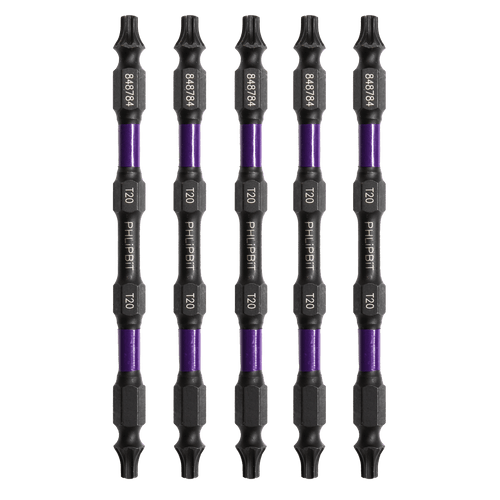 PHLiPBiT 16215-T20T20x4 T20+T20 4 in. Double Ended Impact Bit Purple