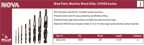 Dimar 205-D-10A Brad Point Wood Drill Bit 25/64