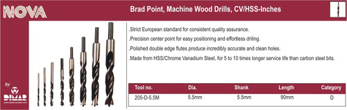 Dimar 205-D-5.5M Brad Point Wood Drill Bit 5.5 Mm
