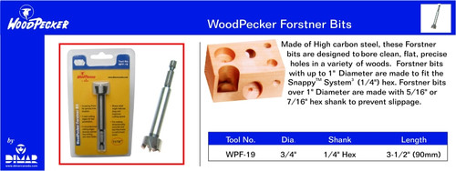 Woodpecker WPF-19 Forstner Bit-3/4