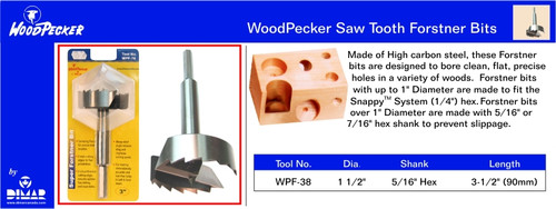 Woodpecker WPF-38 Forstner Bit-1 1/2