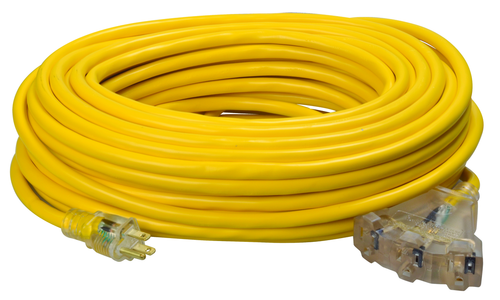 Southwire 4189SW8802 100 Ft. 12/3 SJTW Yellow Tritap Outdoor Extension Cord