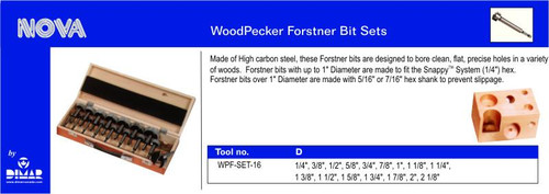 Woodpecker 16 Pc.Forstner Bit Set