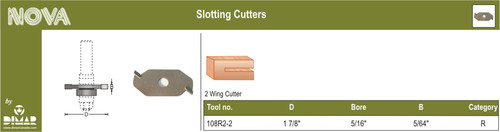 Dimar 108R2-2 1 7/8 In 2-Winged Slotting Cutter 2 Flutes 5/64 In Cutting Height