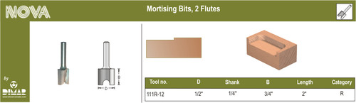 Dimar 111R-12 1/2 In Mortising Bit 2 Flute 1/4 In Shank 2 In Length