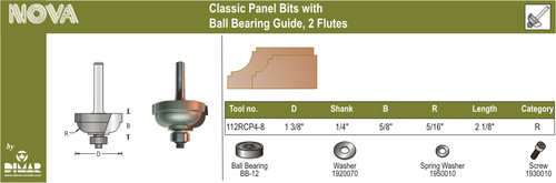 Dimar 112RCP4-8 1 3/8 In Classic Panel Bit With Ball Bearing 2 Flutes 1/4 In Shank 2 1/8 In Length