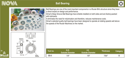 Dimar BB-6 Ball Bearing 1/4Od X 1/8Id X 7/64