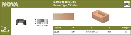 Dimar MB-12 Mortising Bit, 3/4 Dia. Screw Type