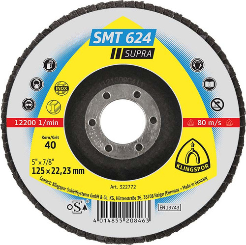 Klingspor 322774 Abrasive Mop Discs SMT 624 Supra 5 X 7/8 (inch) 60 Grit