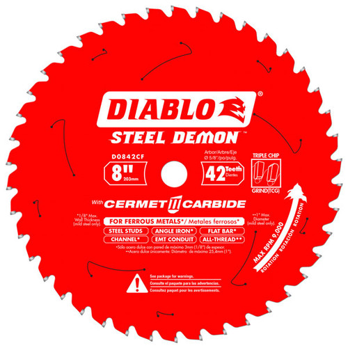 Diablo D0842CF 8 In. X 42 Tooth Steel Demon Cermet II Saw Blade For Metals And Stainless Steel