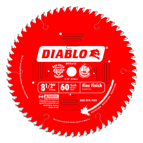 Diablo D0860S 8-1/2 In. X 60 Tooth Fine Finish Saw Blade