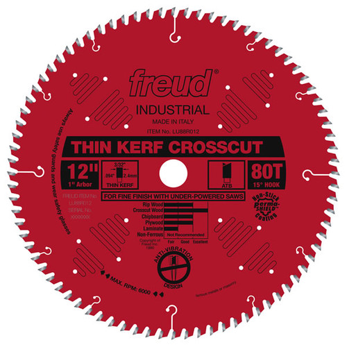 Freud LU88R012 12 Thin Kerf Fine Finish Crosscut Blade