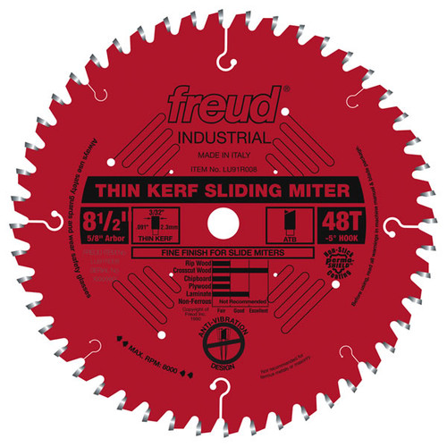 Freud LU91R008 8-1/2Thin Kerf Sliding Compound Miter Saw Blade