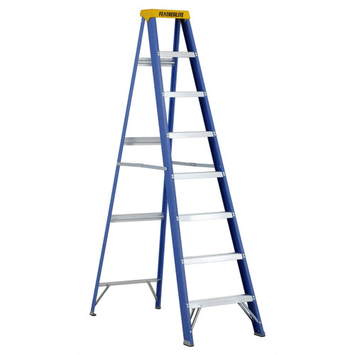 Featherlite Ladders 8' 6308 Fiberglass Step Ladder, Type I, 250 Lb Load Capacity