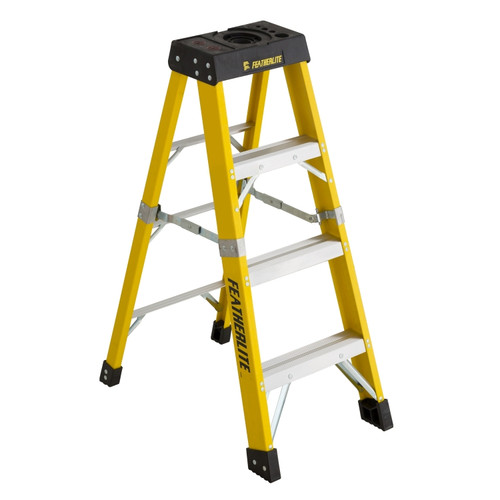 Featherlite Ladders 4' 6404 Fiberglass Step Ladder, Type 1A, 300 Lb Load Capacity