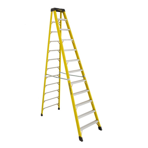 Featherlite Ladders 12' 6412 Fiberglass Step Ladder, Type 1A, 300 Lb Load Capacity