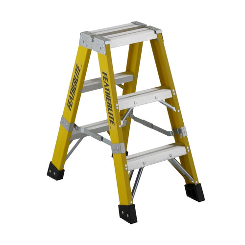 Featherlite Ladders 4' 6604 Fiberglass Twin Step Ladder, Type 1A, 300 Lb Load Capacity