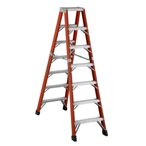 Featherlite Ladders 10' 6610AA Fiberglass Twin Step Ladder, Type 1AA, 375 Lb Load Capacity