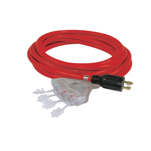 King Canada K-L1430-25-4T 25 Feet Generator Extension Cord With Lighted End, Extension Cord, Generator, 25 Ft., Lighted End