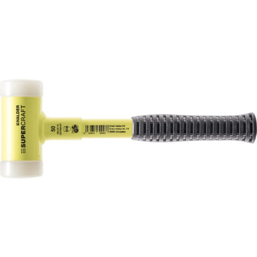 Halder 3377.130 SUPERCRAFT Mallets, With Break-proof Steel Tube Handle, Yellow Fluorescent Coated And Ergonomic, Anti-slip Grip