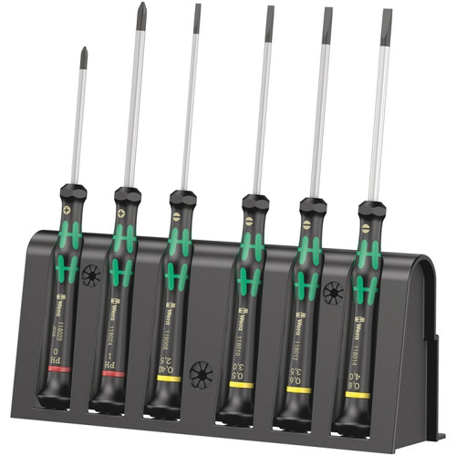 Wera 05118152001 2035/6 B Screwdriver Set And Rack For Electronic Applications, 6 Pieces