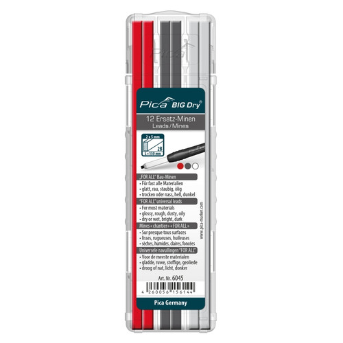 Pica 6045 BIG Dry Refill Set FOR ALL Red Graphite White