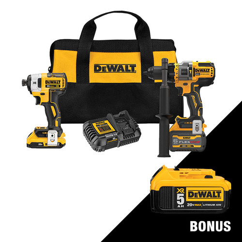 Dewalt DCK2100D1T1 20V MAX Flexvolt Advantage 2-Tool Combo Kit BONUS DCB205 Battery