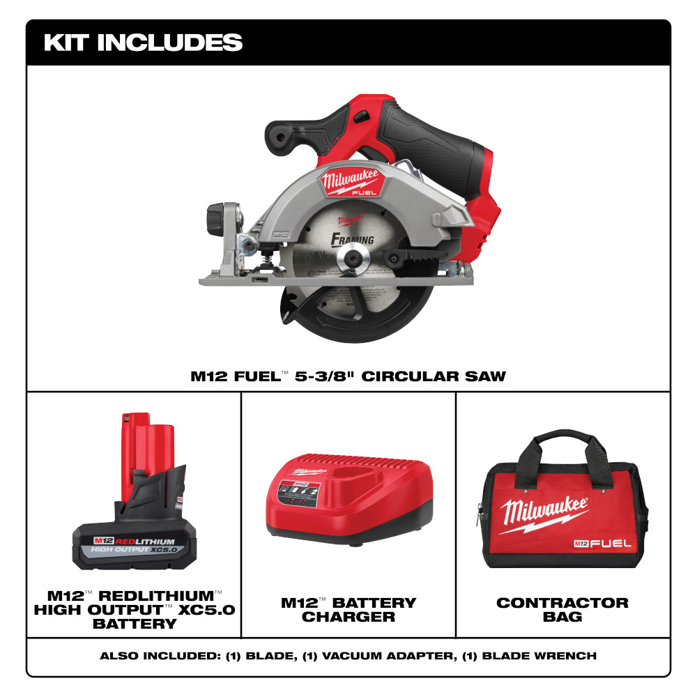Milwaukee 2521-21HO M12 FUEL 5-3/8 Circular Saw Kit TEGS