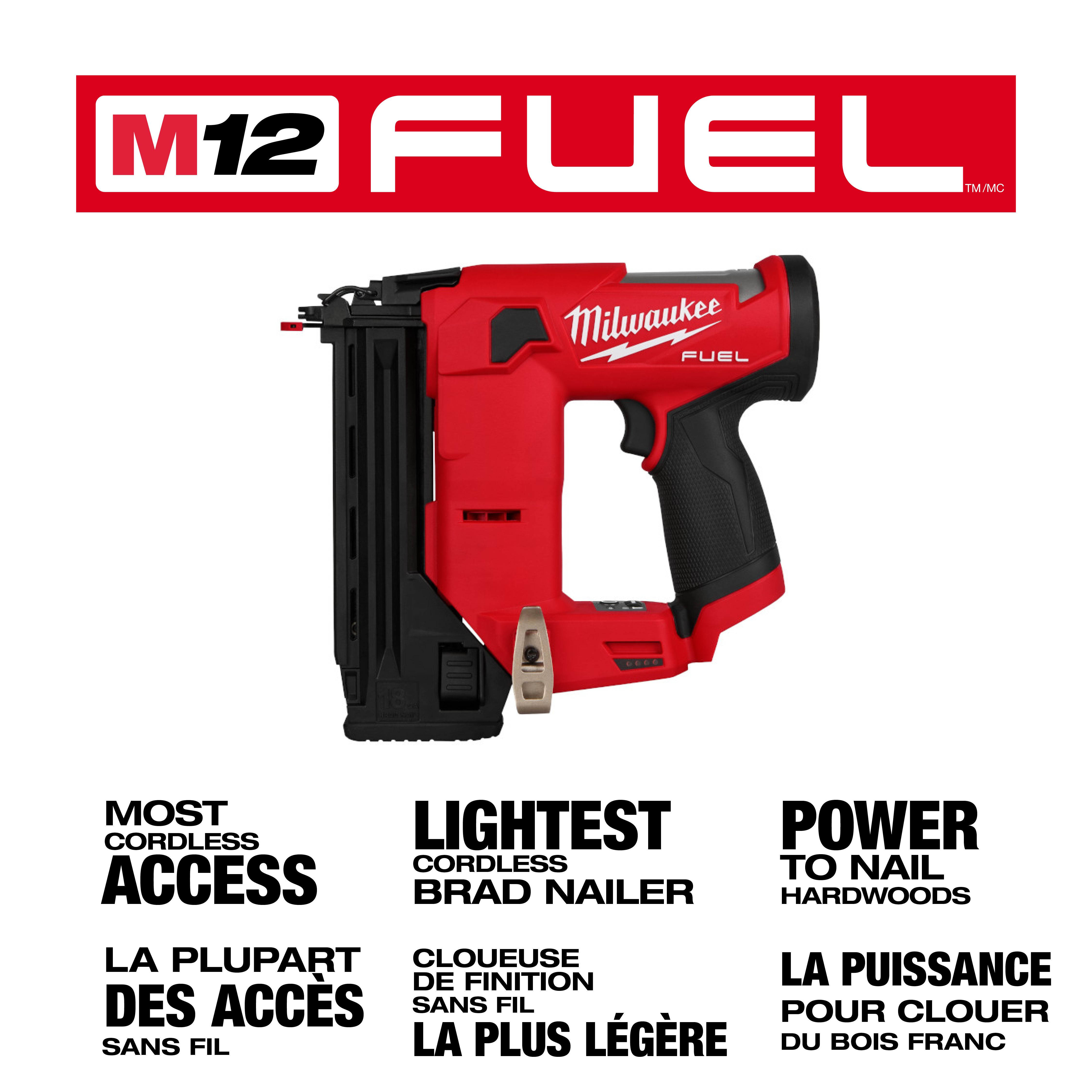 Milwaukee 2541-20 M12 FUEL 18 Gauge Compact Brad Nailer (Tool Only)
