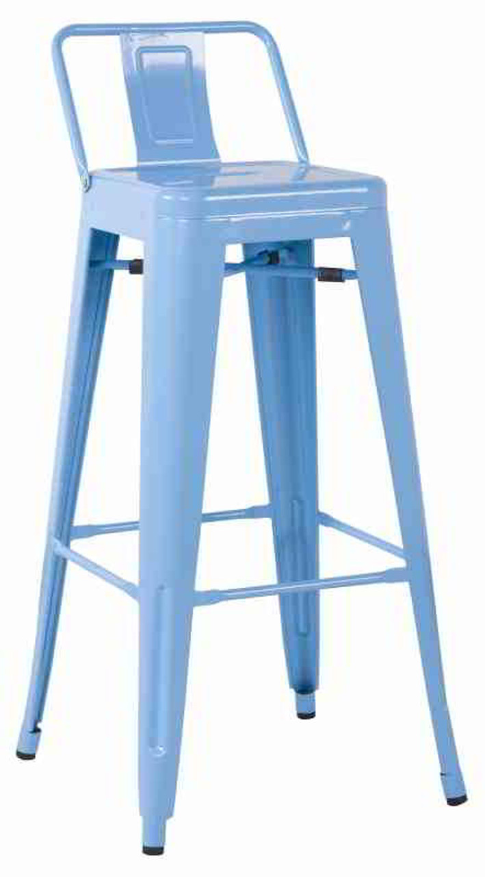 galvanized metal low back bar stool set of four