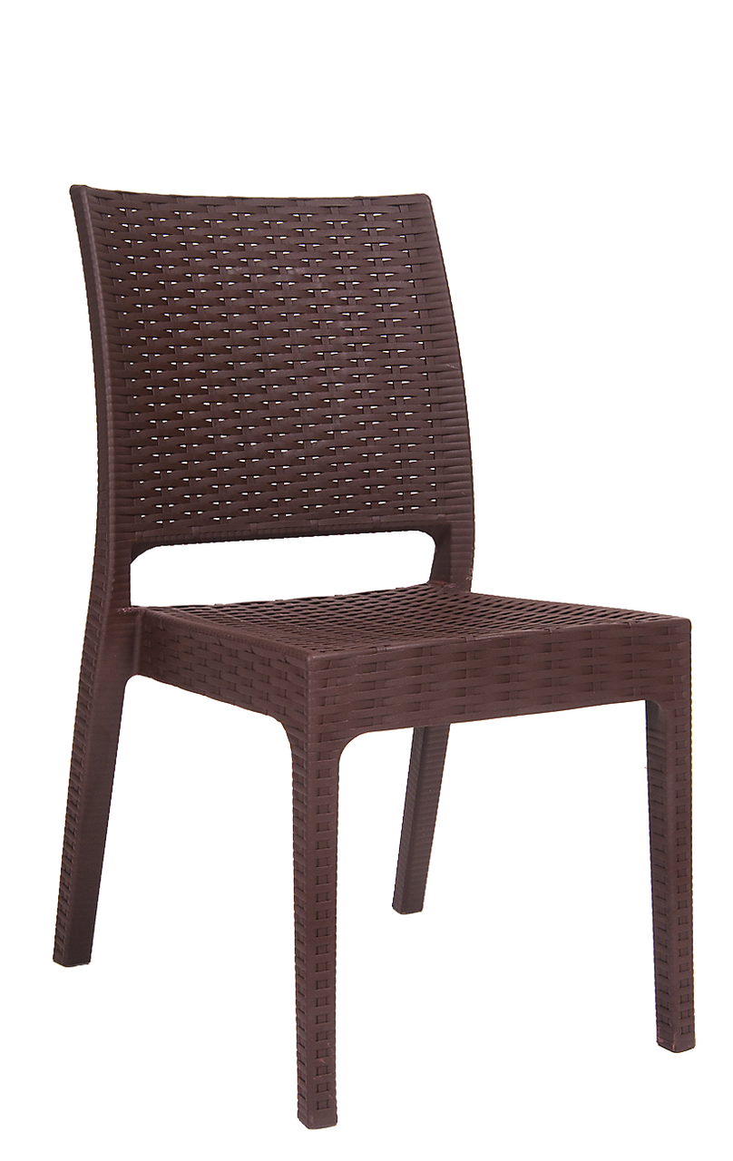 brown plastic wicker chairs