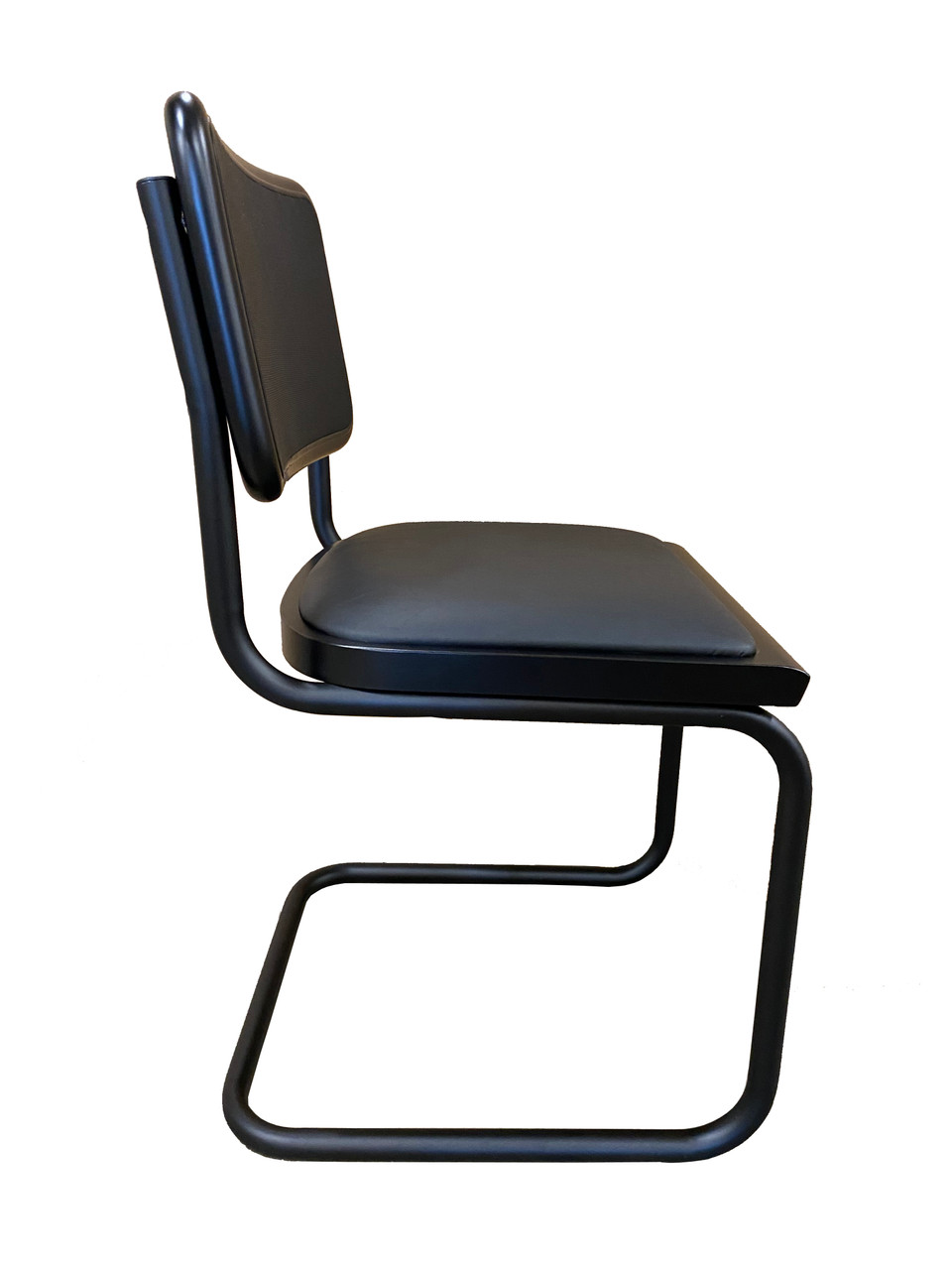 【mi】Cesca Armless Chair Black Cesca Chair–Armless, Upholstered Seat & Back, Moss, Onyx frame