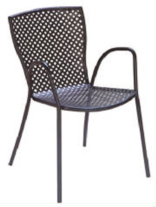 The Sonia Outdoor Metal Stacking Arm Chair will be perfect for your restaurant, bar or home out door patio.