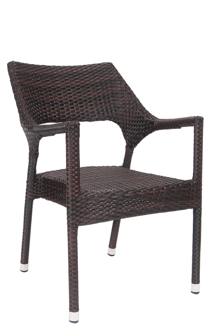 This outdoor aluminum/synthetic wicker armchair is perfect for your summer patio. Ideal for home, restaurant, or bar use.